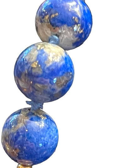 Stunning vintage LAPIS LAZULI with pyrite gold filled bead necklace High quality