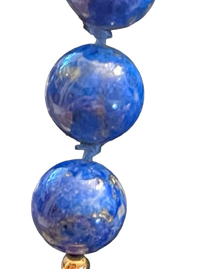 Stunning vintage LAPIS LAZULI with pyrite gold filled bead necklace High quality