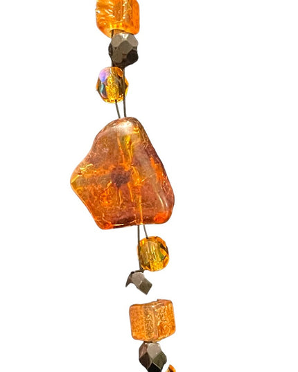 Vintage Amber & Crystal Chunky large artisan Necklace Choker