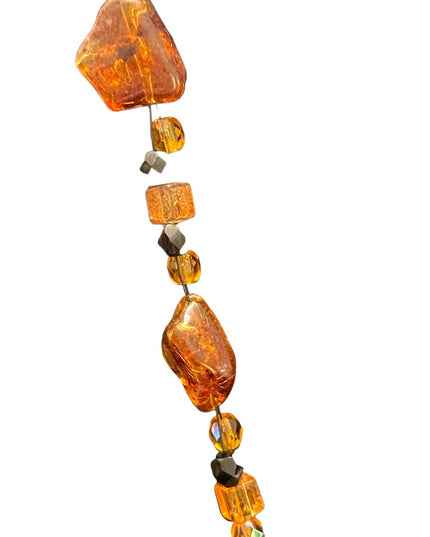 Vintage Amber & Crystal Chunky large artisan Necklace Choker
