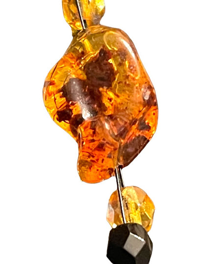 Vintage Amber & Crystal Chunky large artisan Necklace Choker