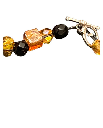 Vintage Amber & Crystal Chunky large artisan Necklace Choker