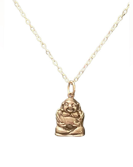 Vintage Mexico Sitting laughing Buddah Pendant sterling silver 925 necklace