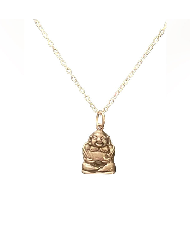 Vintage Mexico Sitting laughing Buddah Pendant sterling silver 925 necklace