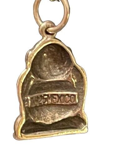 Vintage Mexico Sitting laughing Buddah Pendant sterling silver 925 necklace