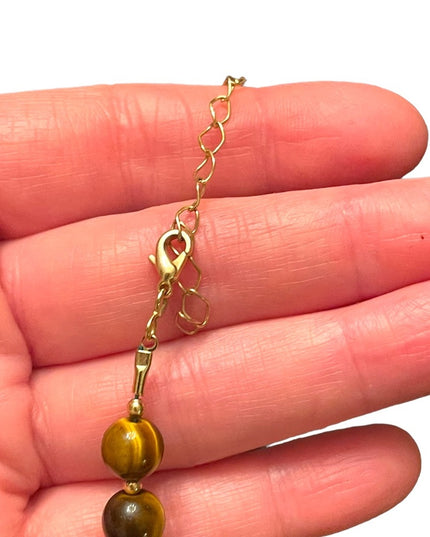 Lovely Tiger eye Bead necklace with tiger eye pendant stones