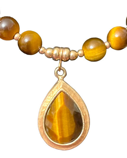 Lovely Tiger eye Bead necklace with tiger eye pendant stones