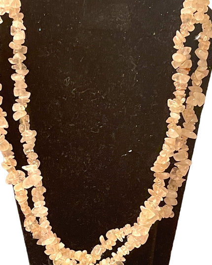 Vintage rose quarts stone chip necklace