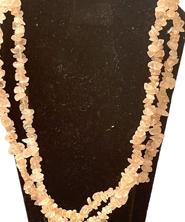 Vintage rose quarts stone chip necklace