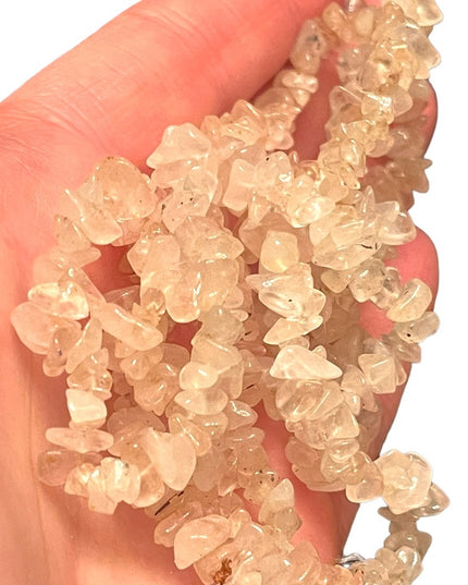 Vintage rose quarts stone chip necklace
