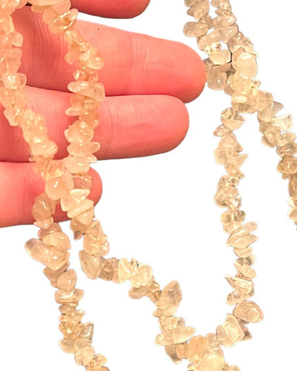 Vintage rose quarts stone chip necklace