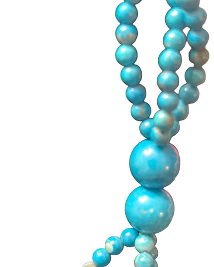 Fancy Hand strung knotted Dyed turquoise blue HOWLITE bead necklace
