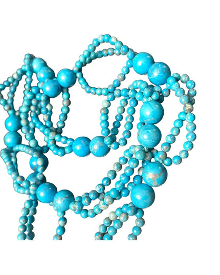Fancy Hand strung knotted Dyed turquoise blue HOWLITE bead necklace