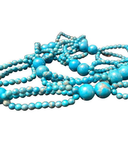 Fancy Hand strung knotted Dyed turquoise blue HOWLITE bead necklace