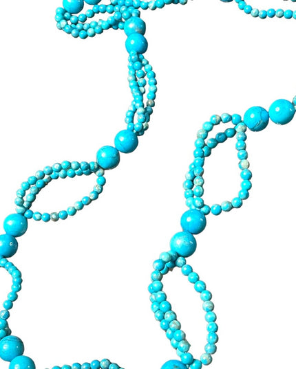 Fancy Hand strung knotted Dyed turquoise blue HOWLITE bead necklace