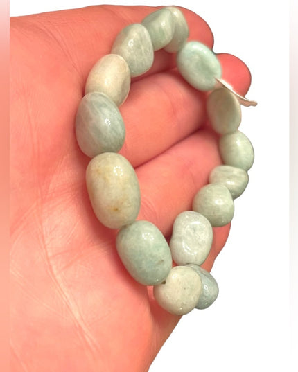 Lovely Blue Larimar stone chunky bracelet bead stretchy