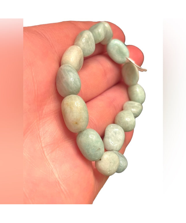 Lovely Blue Larimar stone chunky bracelet bead stretchy