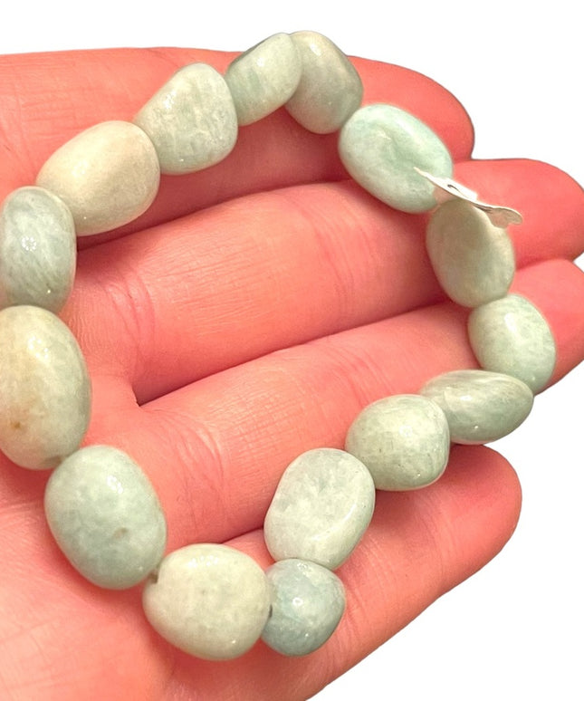 Lovely Blue Larimar stone chunky bracelet bead stretchy