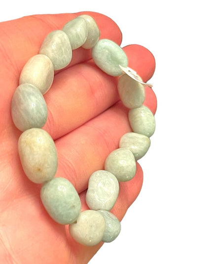 Lovely Blue Larimar stone chunky bracelet bead stretchy
