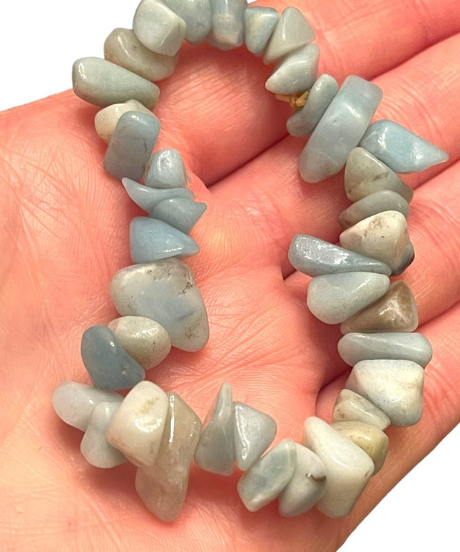 Lovely chunky Angelite large chip stretchy bead bracelet