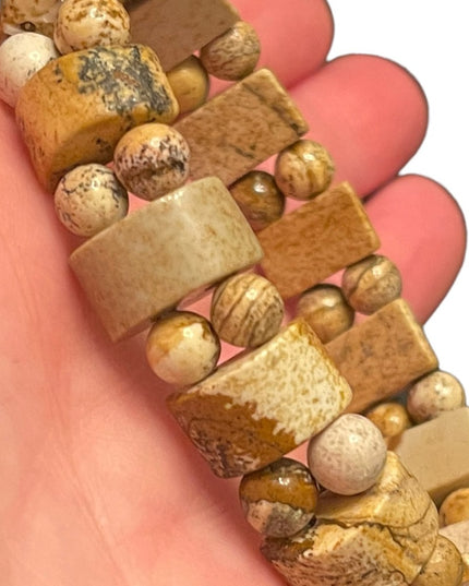 Lovely Picture Jasper stone chunky stretchy bead bracelet