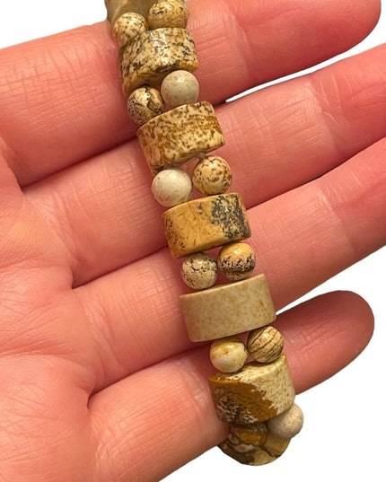 Lovely Picture Jasper stone chunky stretchy bead bracelet