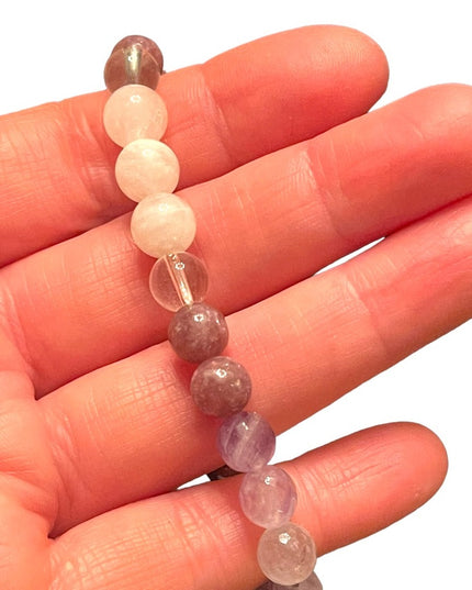 Lovely faceted quartz & amethyethyst stretchy bead bracelet