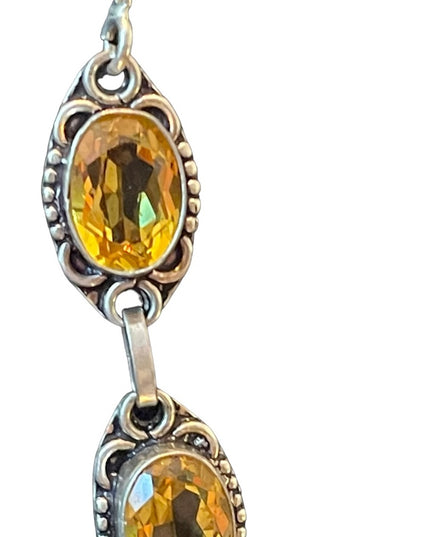 Lovely sparkle Citrine glass silver finish princess statement necklace