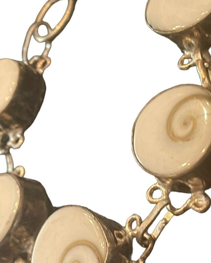 Silver finish Indonesian shiva eye shell fancy bracelet