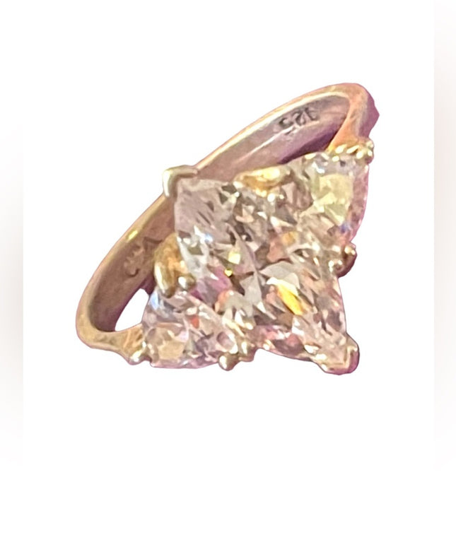 Sterling silver Sooo real 925 Fancy CZ dinner ring