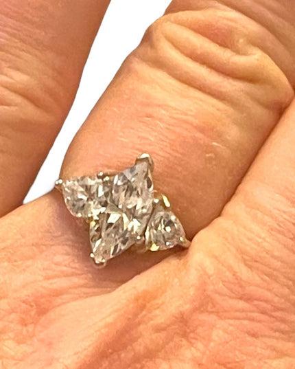 Sterling silver Sooo real 925 Fancy CZ dinner ring