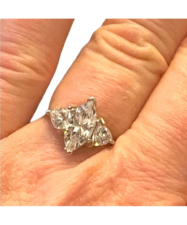 Sterling silver Sooo real 925 Fancy CZ dinner ring