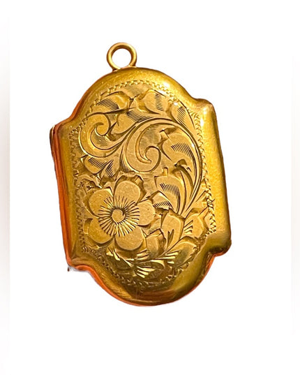 Vintage CHARME gold filled Fancy etched necklace locket
