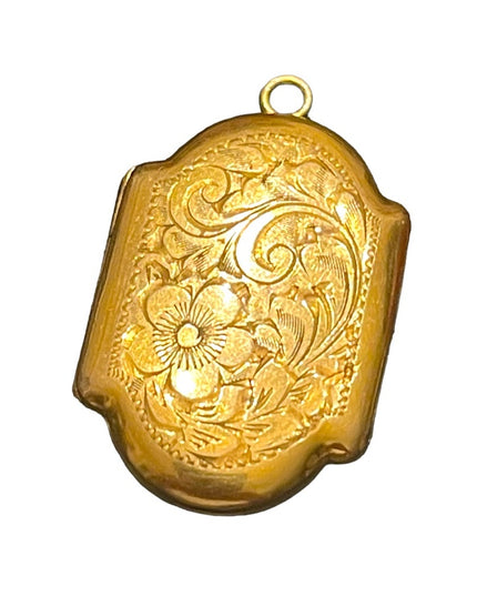 Vintage CHARME gold filled Fancy etched necklace locket