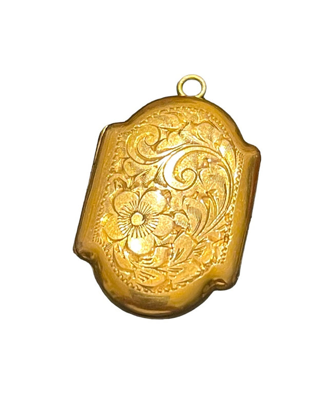 Vintage CHARME gold filled Fancy etched necklace locket