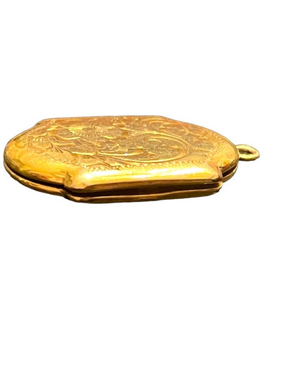 Vintage CHARME gold filled Fancy etched necklace locket