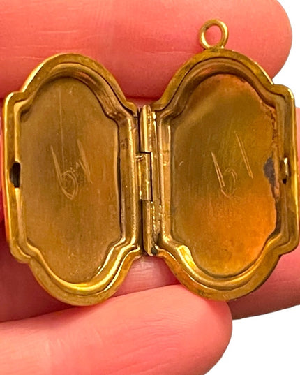 Vintage CHARME gold filled Fancy etched necklace locket