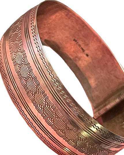 Antique Art Deco 1910-1920s Etched Sterling silver buckle bangle bracelet