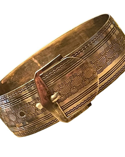 Antique Art Deco 1910-1920s Etched Sterling silver buckle bangle bracelet