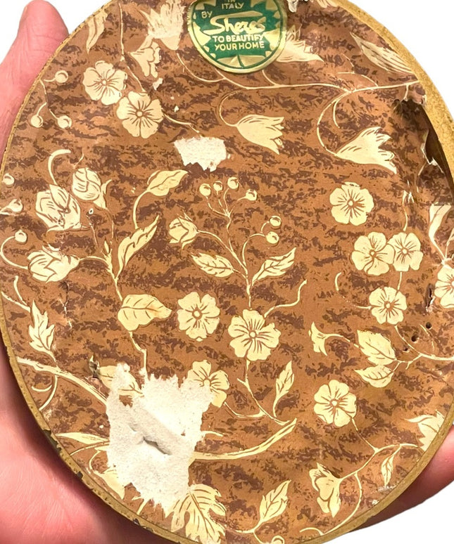 - Vintage Sheres ITALY 1950s Ceramic cameo fancy picture wall hanging SM gold