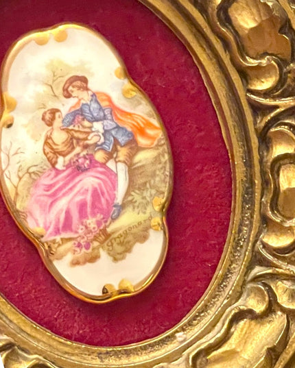 - Vintage Sheres ITALY 1950s Ceramic cameo fancy picture wall hanging SM gold