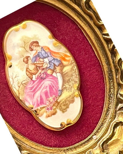 - Vintage Sheres ITALY 1950s Ceramic cameo fancy picture wall hanging SM gold