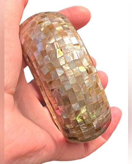 Vintage Large Chunky MOP mother of pearl Mosaic bracelet