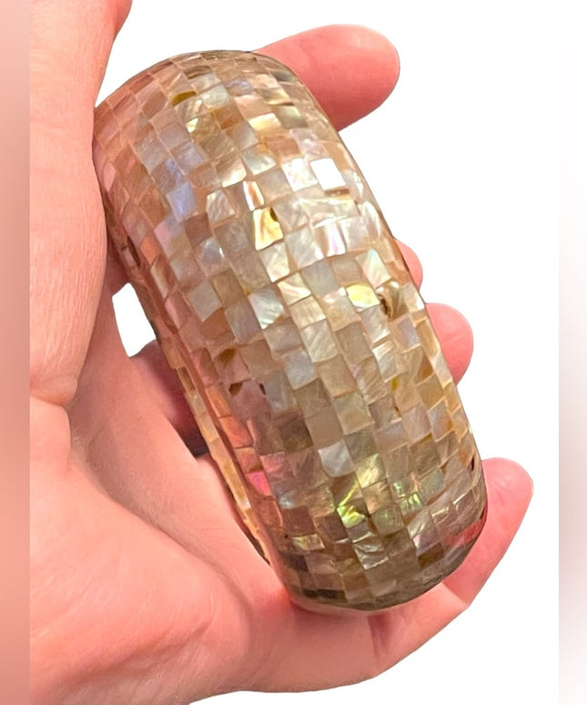 Vintage Large Chunky MOP mother of pearl Mosaic bracelet