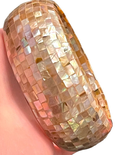 Vintage Large Chunky MOP mother of pearl Mosaic bracelet