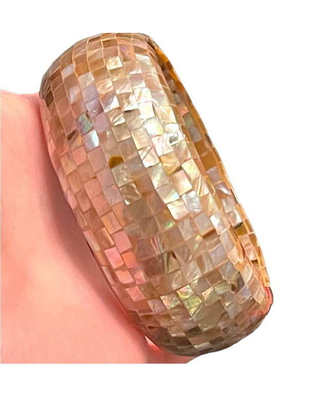 Vintage Large Chunky MOP mother of pearl Mosaic bracelet
