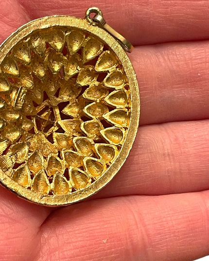Lovely chunky Gold finish WEST fancy design oval pendant