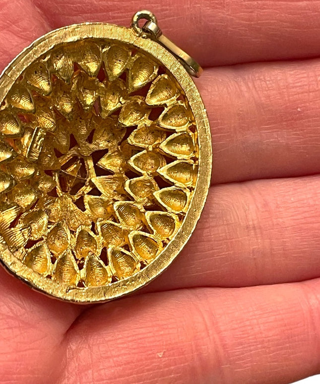 Lovely chunky Gold finish WEST fancy design oval pendant