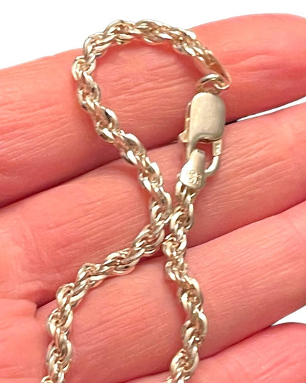Lovely sterling silver 925 4mm solid rope chain bracelet