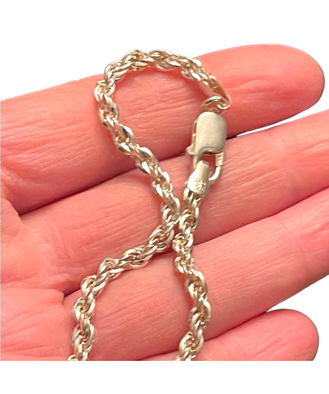 Lovely sterling silver 925 4mm solid rope chain bracelet
